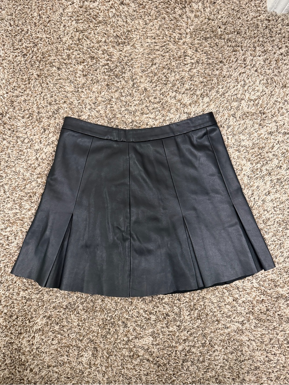 Urban Outfitters Black Pleated Faux Leather Mini Skirt